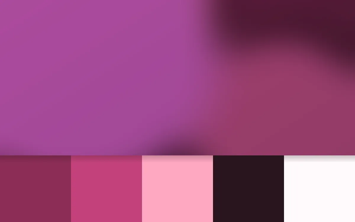 Palette generator illustration turning one plum color into a coordinated five-color palette